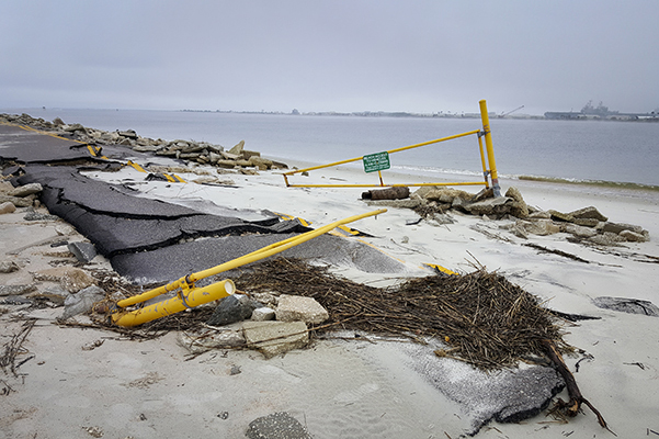 Huguenot Park Road and gate washed away - Hurricane Matthew Damage